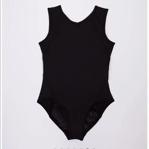 New IVIVVA Chalk It To Me Bodysuit Leotard Black 8
